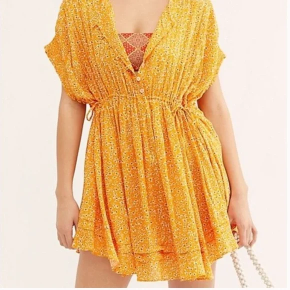 yellow mini flowy dress Cloud Reverie Midi Dress– Teuta Matoshi main image 0